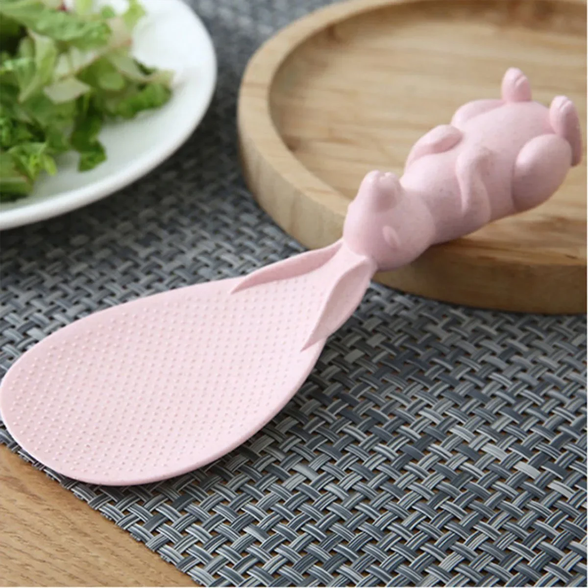 Home kitchen non stick upright plastic rice spoon, perfect for every cooking, cute rabbit shaped kitchen utensils, kitchen tools