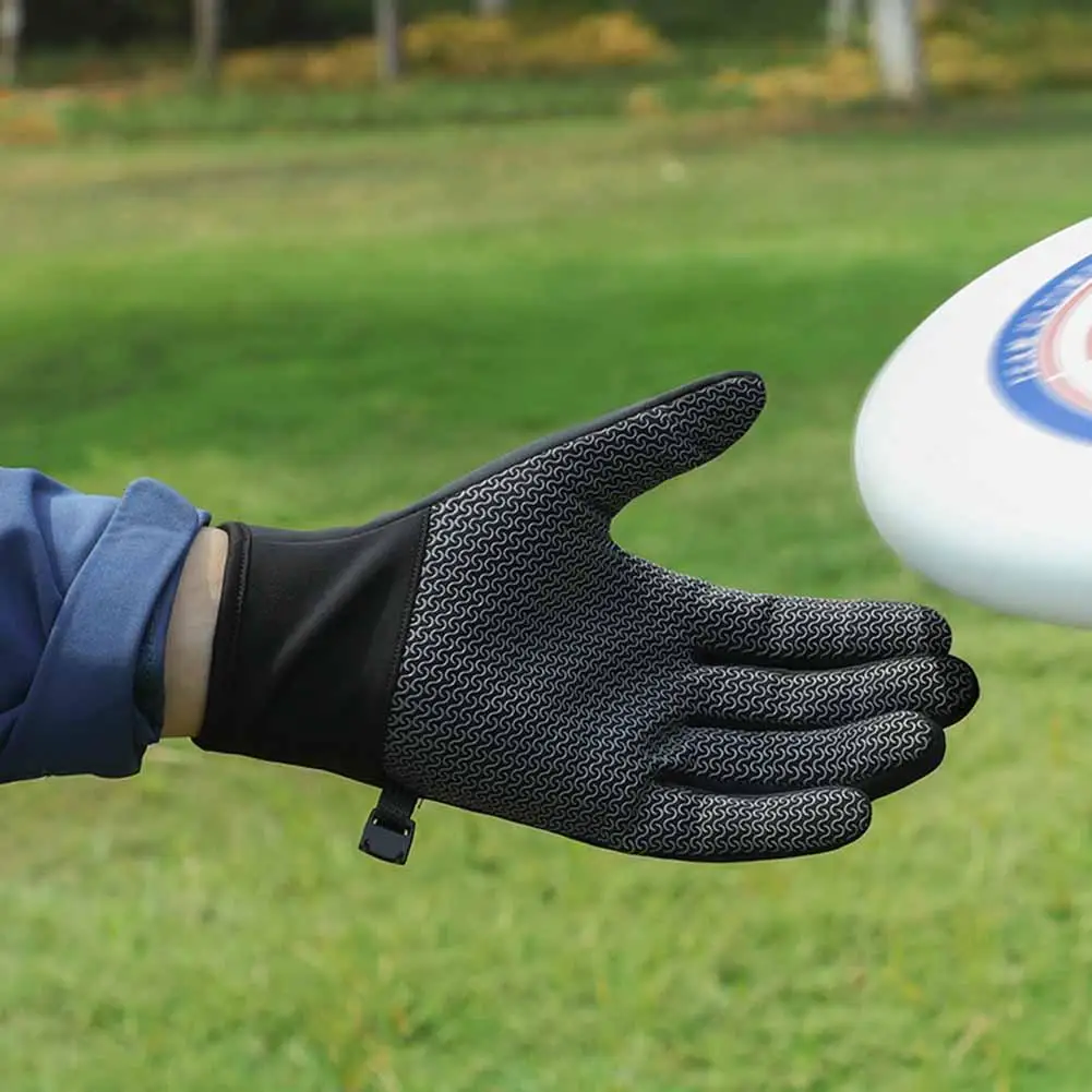 Men Women Winter Non-Slip Shock-Absorbing Gloves For Sports Flying Disc Warm Fleece Lined Gloves For Running Cycling