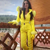 Mode Femmes Ski Wear Veste à capuche Sports Jumpsuit Sports de plein air Zipper Une pièce Loisirs Ski Wear Hiver chaud vêtements de ski 2