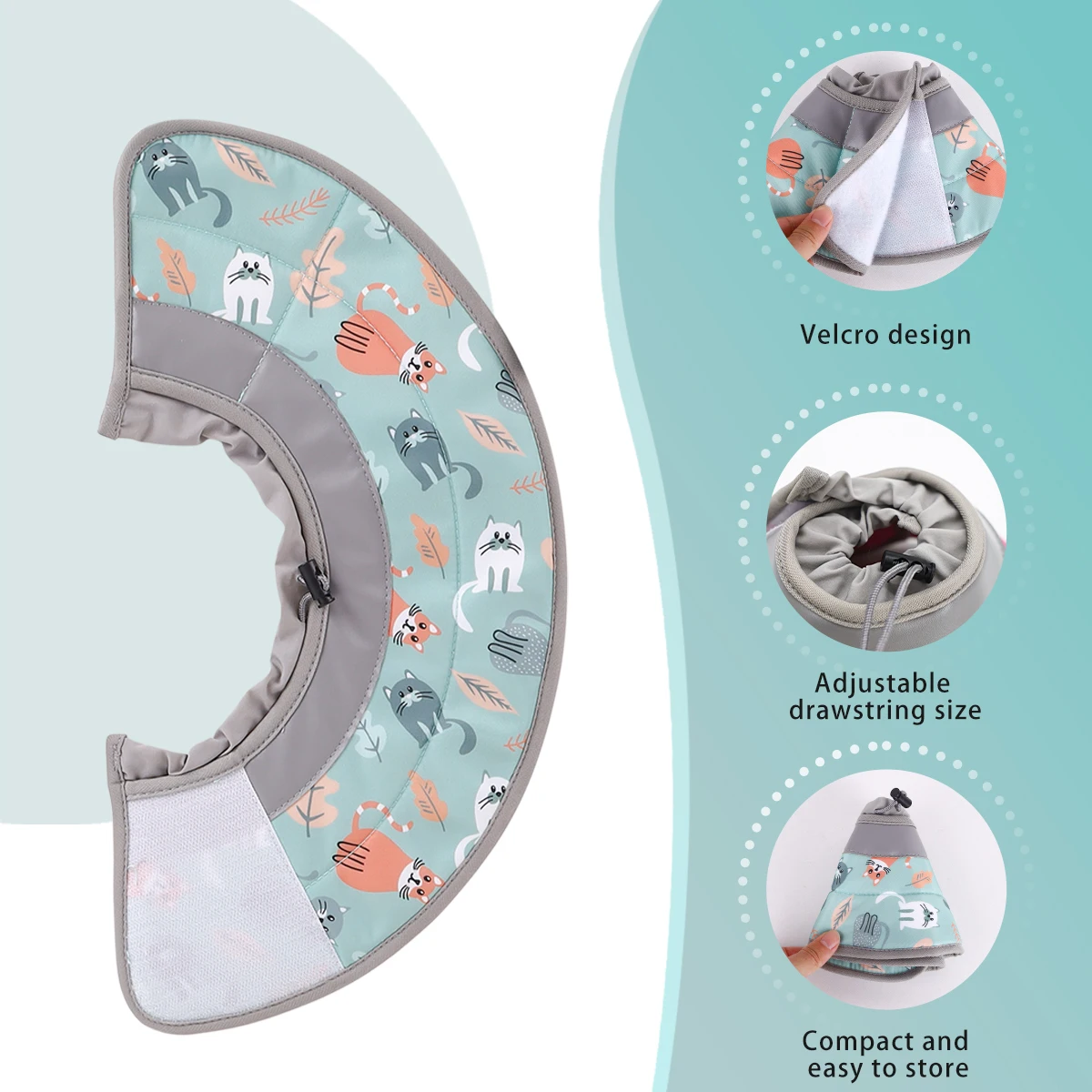 1pc Soft Cat Recovery Collar,Protective Adjustable Pet Cone Collar for After Surgery,Comfortable Lightweight Elizabethan Collar 6