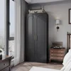Metal Armoire Wardrobe Closet with Hanging Rod, 71" Tall Wardrobe Cabinet for Clothes, Clothing Storage Cabinet with Doors 2
