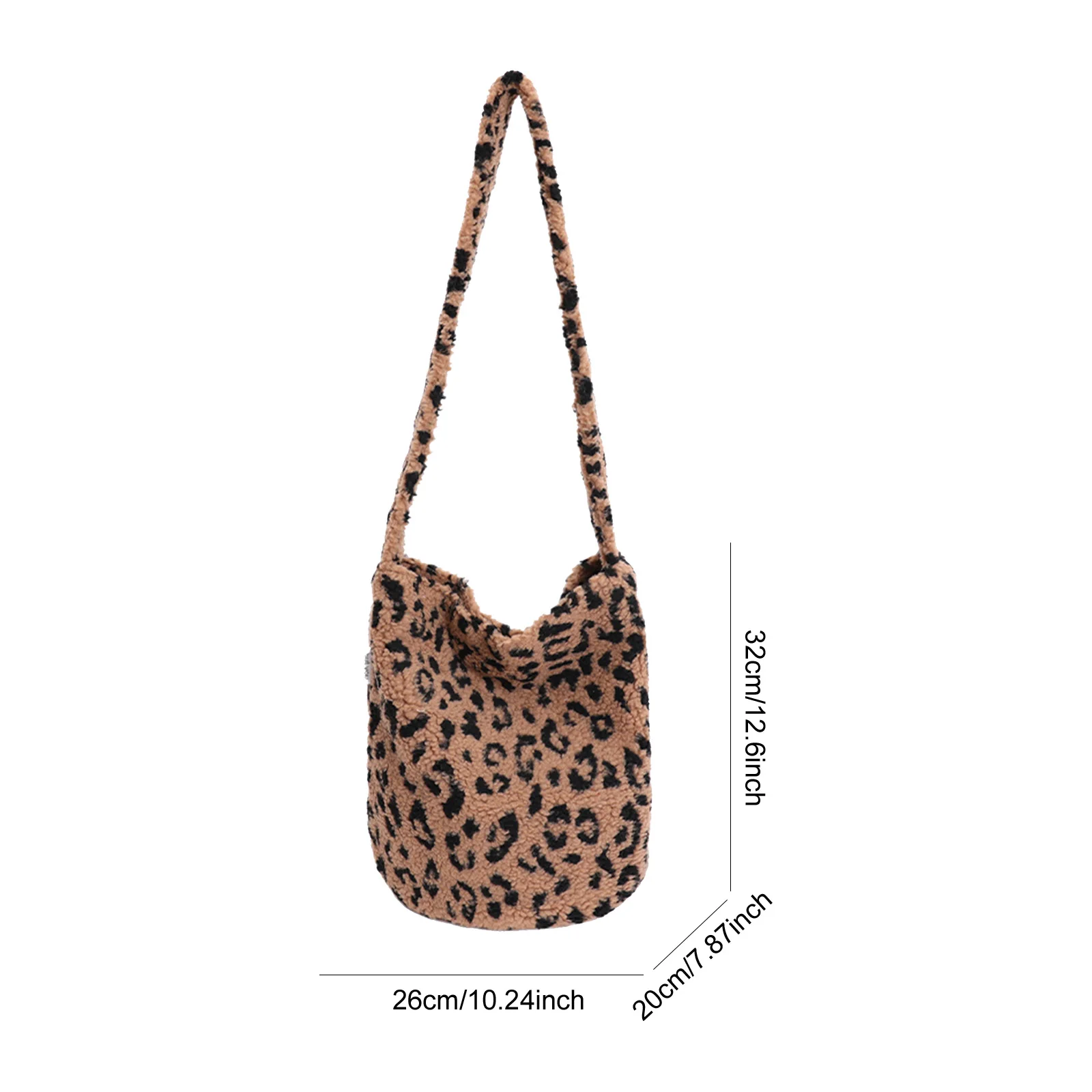 Lamb Wool Shoulder Bag Large Capacity Bucket Bag for Women Travel Shopping Everyday Use