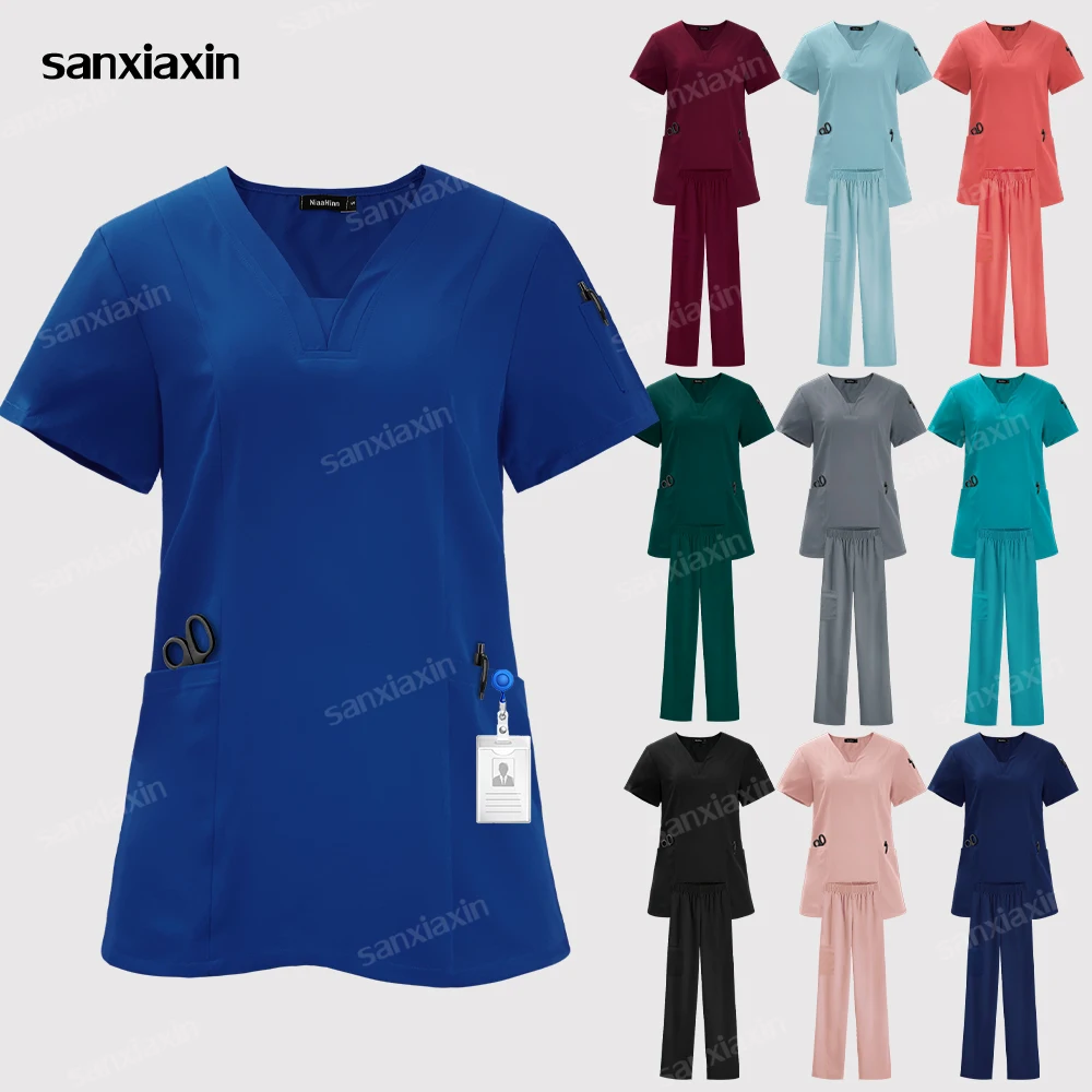 Niaahinn brand Set Women's Medical Uniforms Surgical Pajamas Nurse Uniforms Scrub Set Hospital Work Clothes Dental Surgery Suits