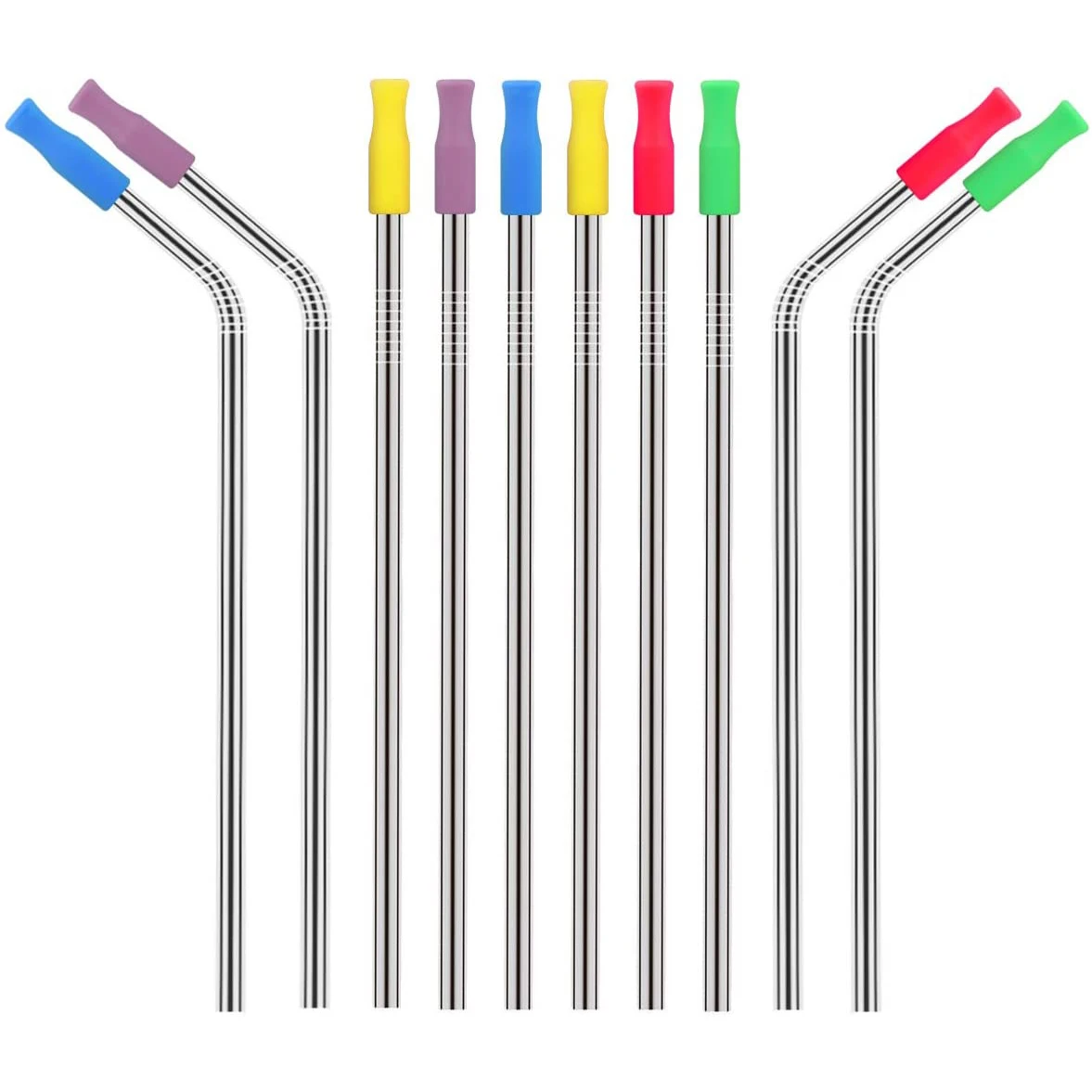 12PCS 금속 밀짚 커버 실리콘 밀짚 팁, 여러 가지 빛깔의 식품 등급 밀짚 팁 커버는 6MM Outdiameter 밀짚에만 적합