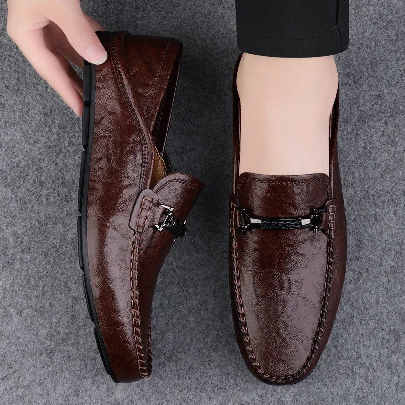 Men Breathable Casual Summer Shoes Hollow Out Men's Driving Shoes High Quality Male Business Leather Loafers