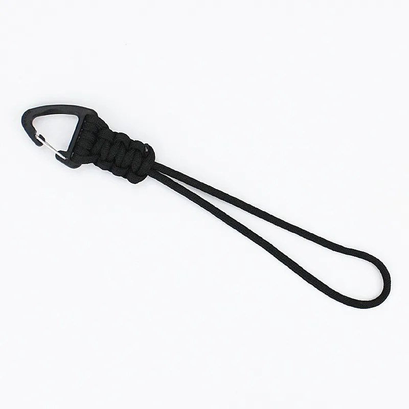 Umbrella rope keychain outdoor braided nylon lanyard metal triangle buckle high strength mountaineering buckle anti-lost hook