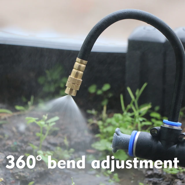 20-5m 3/8" 9/12mm Misting Cooling System 360° Free-bend Brass Nozzle Adjustable Atomizer Sprayer Garden Irrigation 80mesh Filter 5