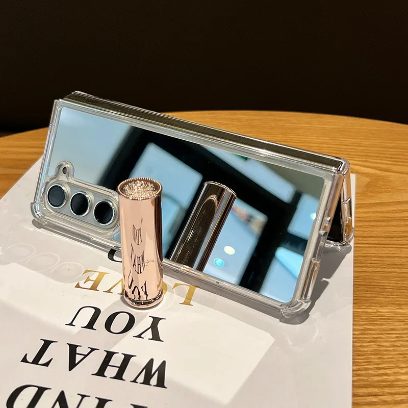 Spiegel-Make-up-Hülle für Samsung Galaxy Z Fold 7 6 5 4 3 Fold7 Zfold Fold6 Hartschalen-Airbag-Bumper Stoßfeste Ultradünne Hülle_voghion.com