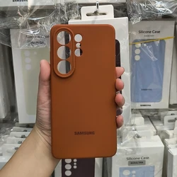 Premium Liquid Silicone Solid Color Phone Case with Official Box - Samsung S26Plus (Brown)