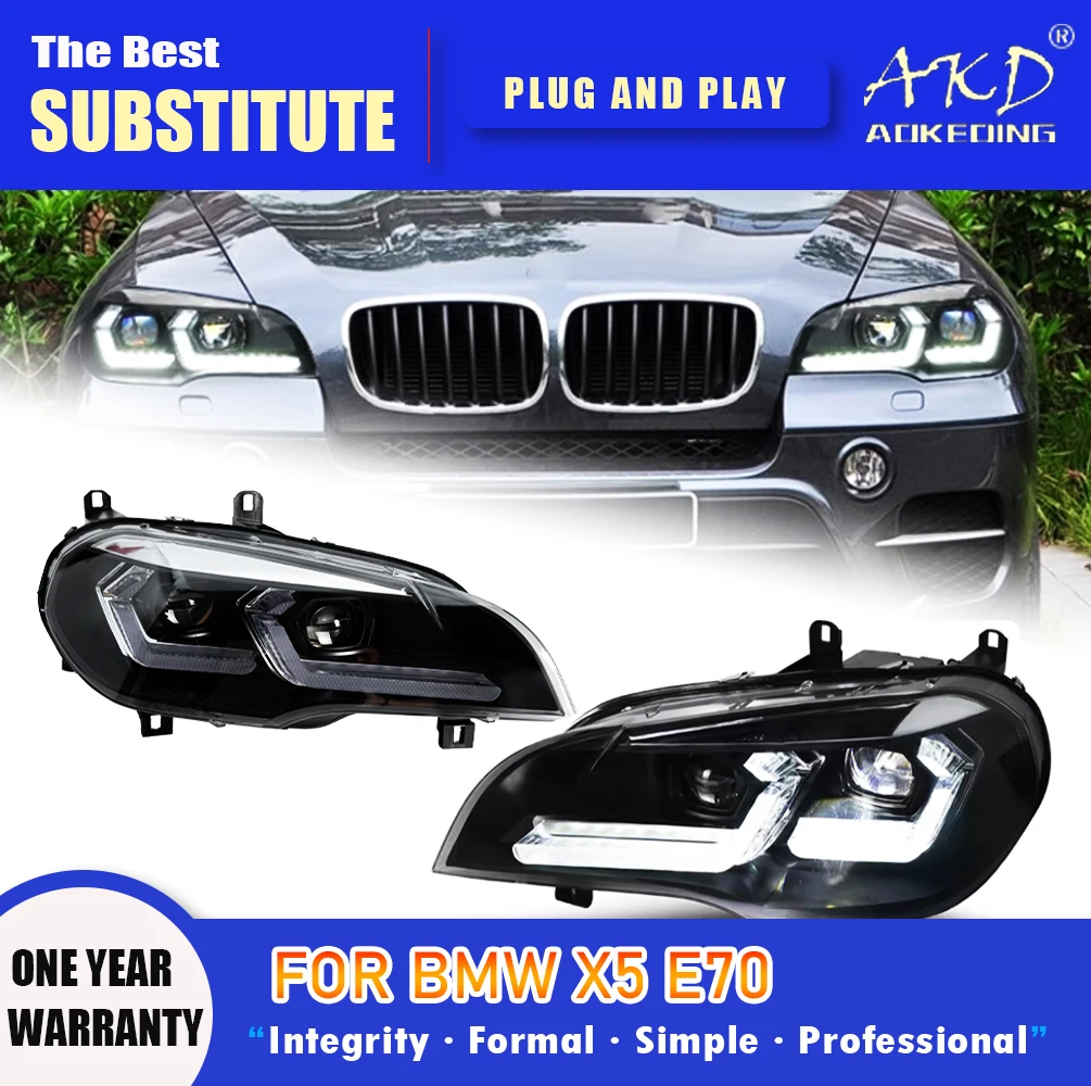 AKDHeadLampforBMWE70LEDHeadlight20072013HeadlightsX5DRL