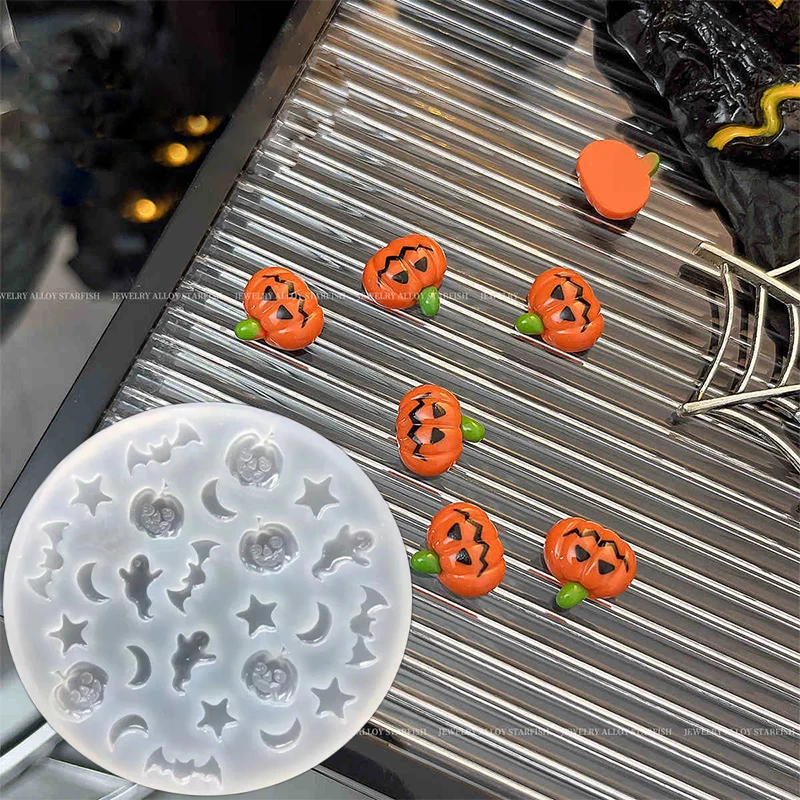 7*7cm Halloween Silicone Mould Clear 3D Nail Stamping Stencils UV Gel Polish Manicure Mould Craft Jewelry Decora Making Molds&*& 5