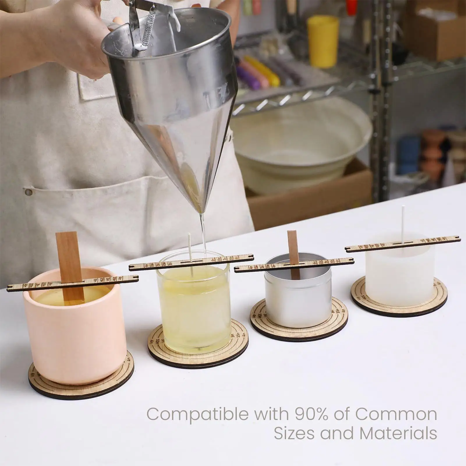 Wick Centering Tool Wick Stabilizer Candle Making Tool 2 Pieces Wooden Crafting Equipment Time-Saving for Home Fragrance