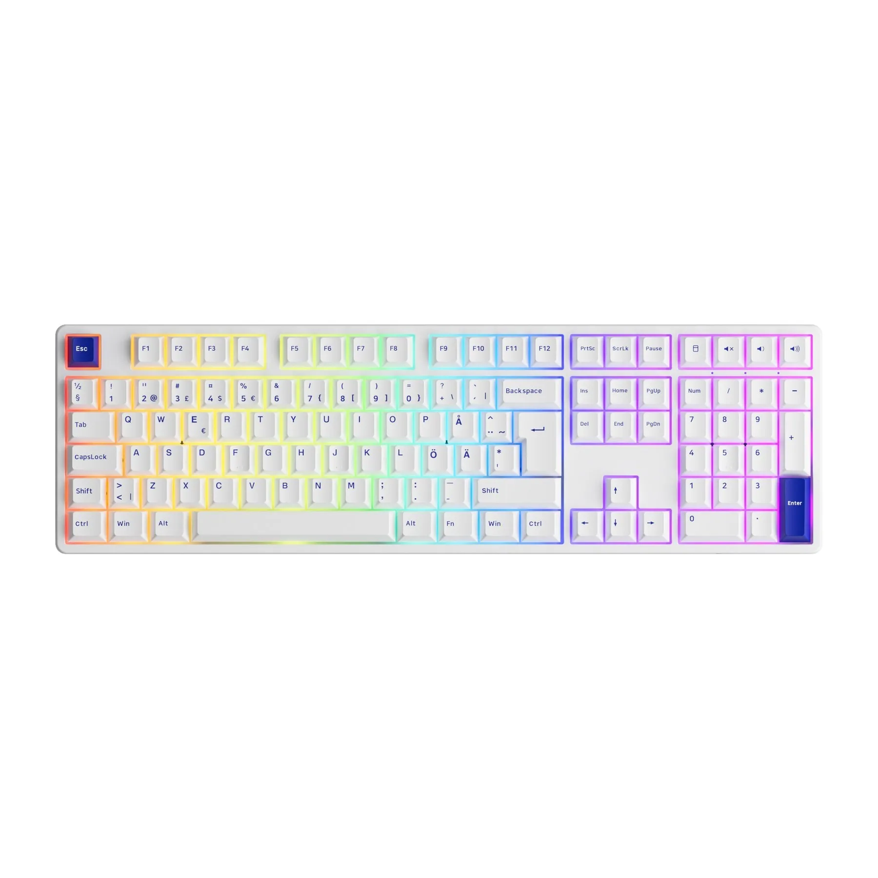 

Akko 5108B Plus Blue on White ISO Nordic Hot Swap RGB Mechanical Gaming Keyboard 2.4GHz Wireless/Type-C Cherry Profile keycap