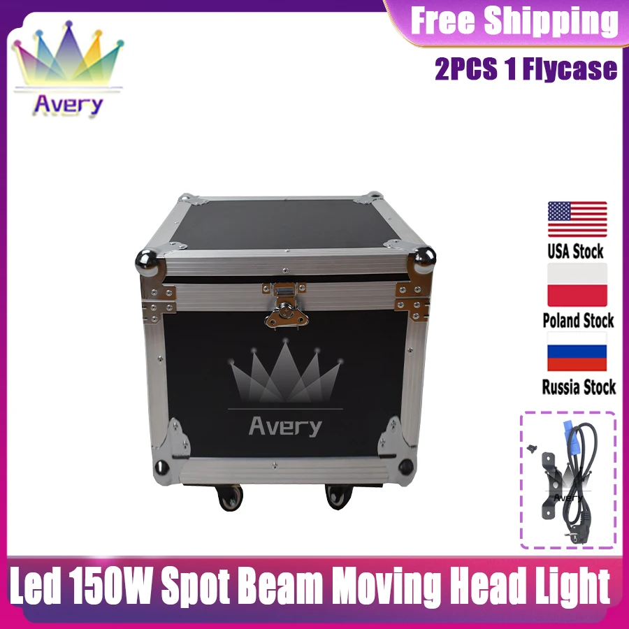 1Pcs Flycase Per Led 150W Beam Moving Head Light Professional Stage Light Ruota 6 + 12 Prismi Color Rainbow Dj Party Wedding Ktv