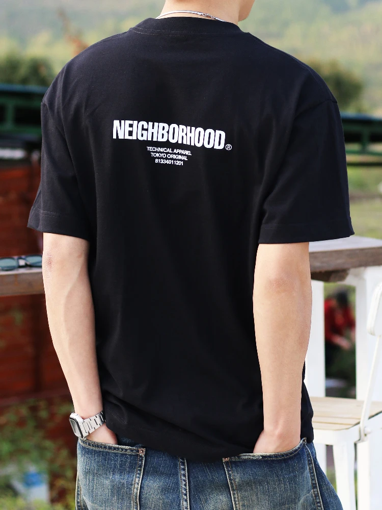 New Summer NBHD Trendy Brand Heavyweight Pure Cotton ort Sve Men's T-irt Loose Versatile Base Layer irt for All Seasons