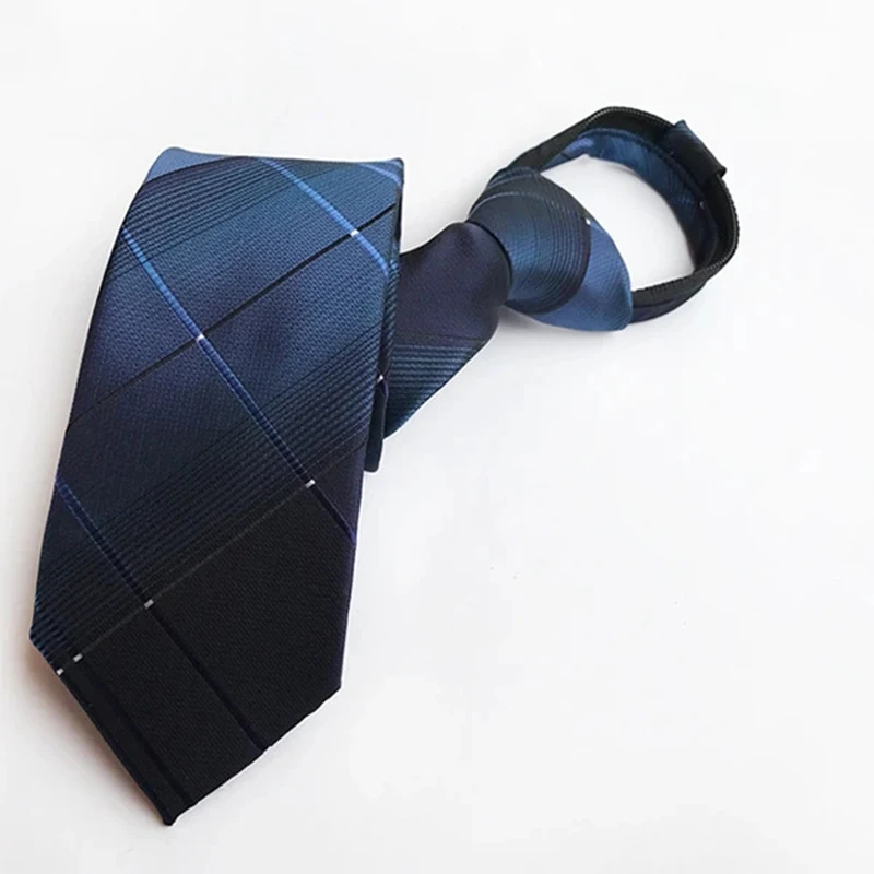 8cm Width Pre-tied Zipper Neck Tie Striped Polka Dots Neckties For Men Corbatas Gravata Slim Suits Jacquard Cravat Tie neck tie