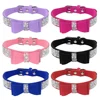 Bling Rhinestone Dog Collar Cute Bowknot Puppy Cat Collars Soft Padded Pet Necklace With Bowtie Warm For Small Dogs Chihuahua 3