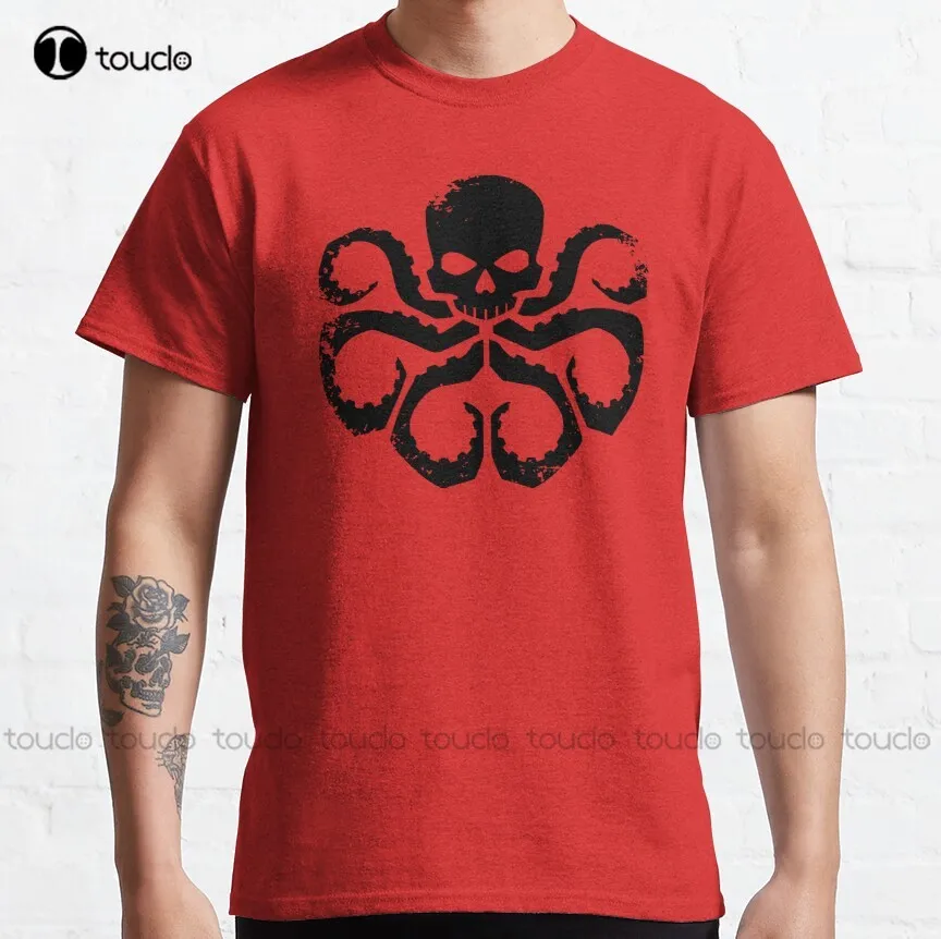 

Черная классическая футболка Hydra Badge для женщин, индивидуальная футболка с цифровой печатью для подростков, унисекс, модная смешная футболка