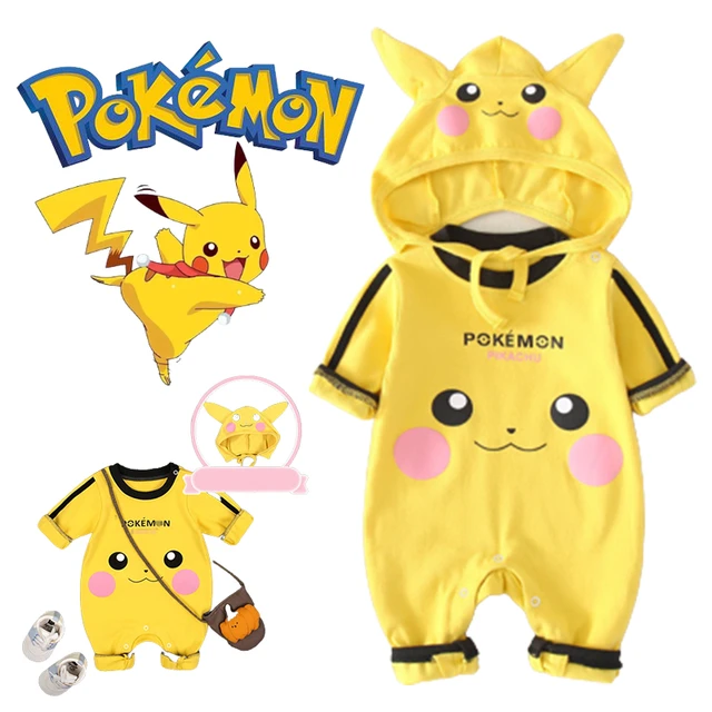 Anime pokemon pikachu bebê recém-nascido macacão outono inverno quente do  bebê meninos traje do bebê