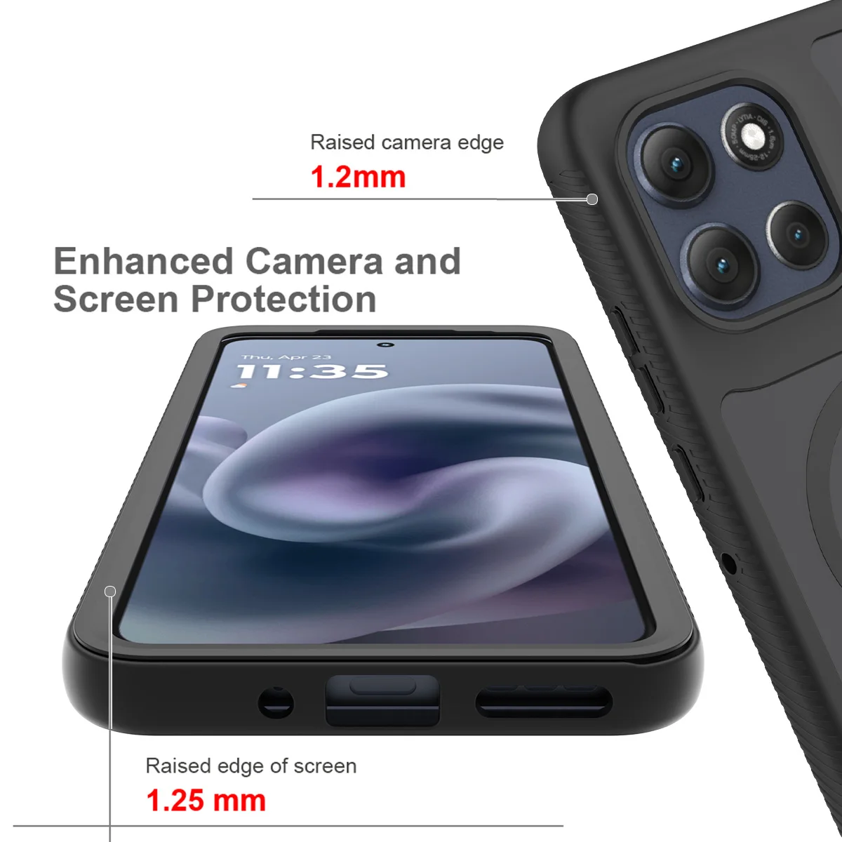 Shockproof Armor Glossy Magnetic Phone Case with Translucent Back Cover