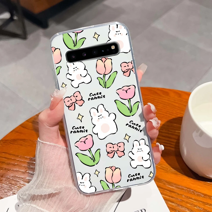 Romantic Rose Pattern Transparent TPU Silicone Anti-Slip Bumper Phone Cover