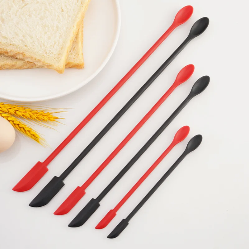 Silicone spatula mini spatula set lengthened cosmetic bottle jam double-head scraper kitchen cake baking tool accessories
