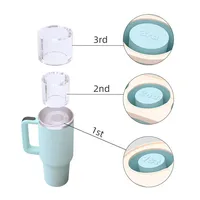 3-Grid Ice Cube Tray For Stanley 30/40 Oz Tumbler Cups Reusable Cylinder Silicone Ice Cube Molds With Lid For Drink Juice Coffee 2