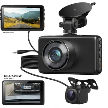 Dash Cam con telecamere anteriori e posteriori HD 2.5K, IPS da 3”, visione notturna, 1440P QHD, 170° ° Grandangolo, Sensore G, Modalità Parcheggio 24H, Tipo C
