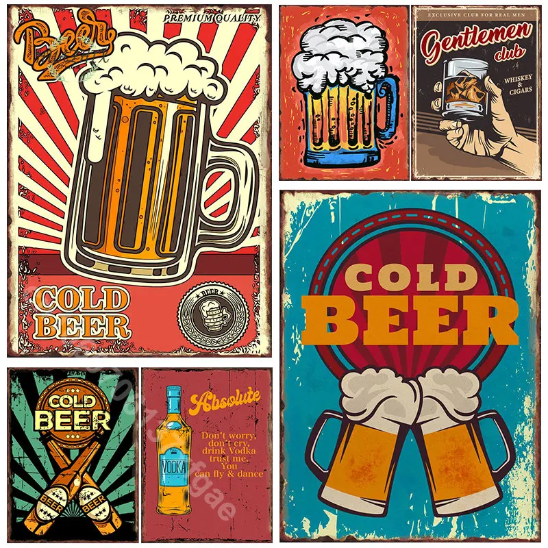 

Retro BeerMetal Tin Signs Vintage Iron Sheet Painting Bar Club Drink Shop Decorative Plates Wall Decor Art Home Decoration Sign
