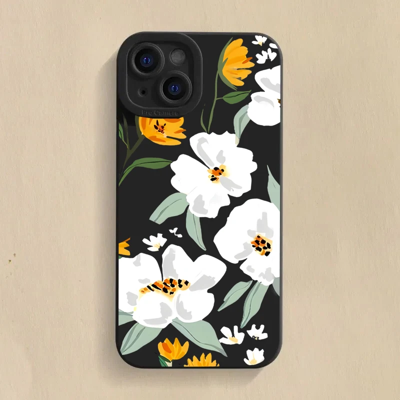 thumbnail image 1 of Funda de silicona con diseño floral de lujo para iPhone 16, 15, 14 Plus, 13 Pro Max, 12, 11, X, XS, XR, 7, 8, 16 Plus, SE, funda suave a prueba de golpes, 1 of 5
