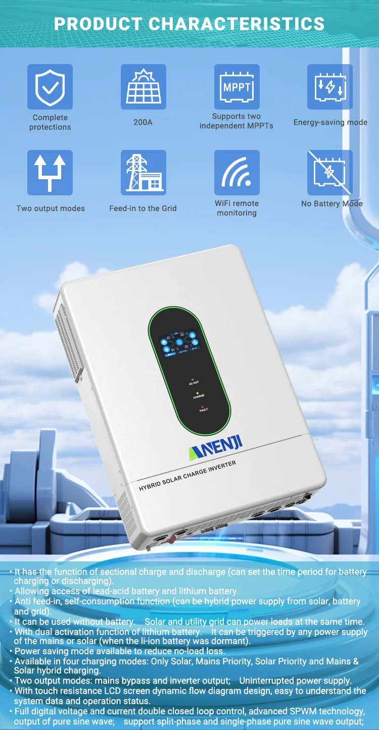 120/110V 12KW Hybrid Solar Inverter 48V Photovoltaic Inverter Pure Sine On/Off G