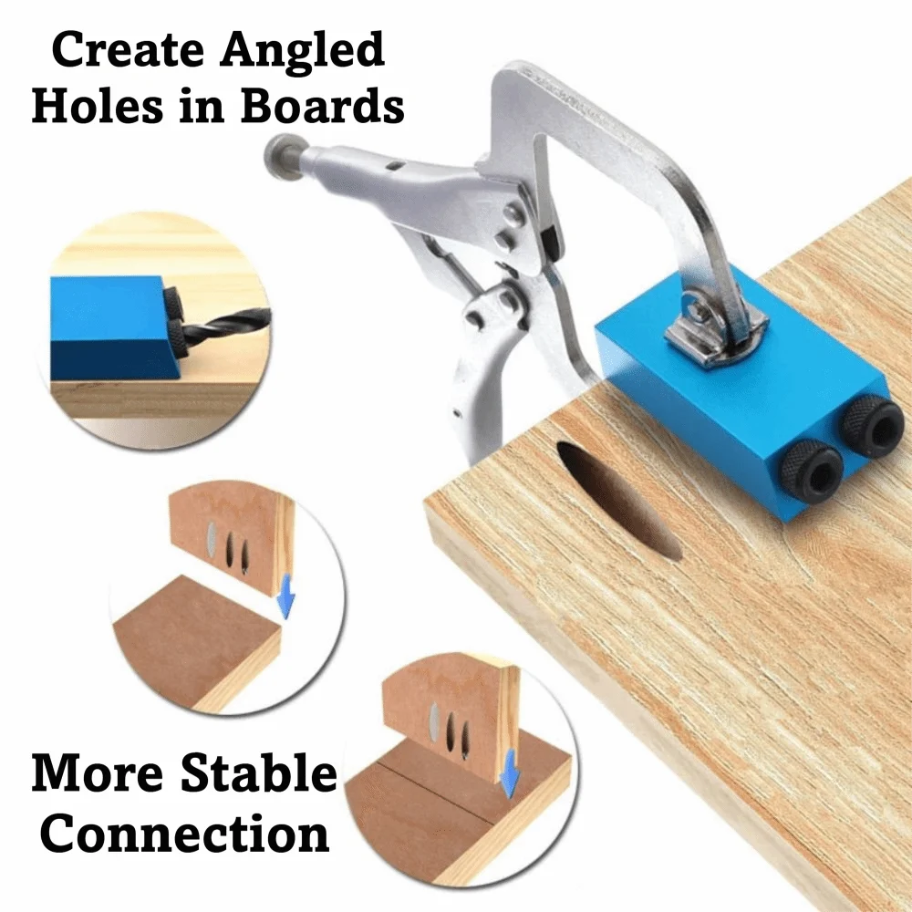 Precision Pocket Hole Jig Kit Adjustable Rust-resistant Angle Drill Guide Aluminum Alloy Frosted Woodworking Jig