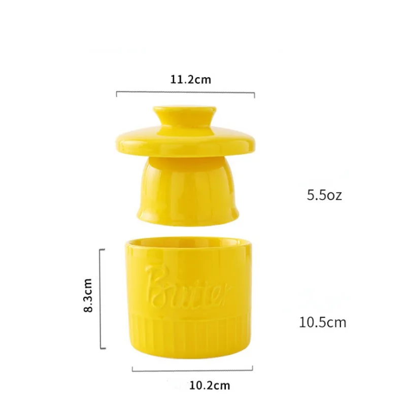 Ceramic Butter Keeper Crock for Counter Porcelain Fresh Spreadable French Butter Organizer Cheese Storage Dish Container 180ml