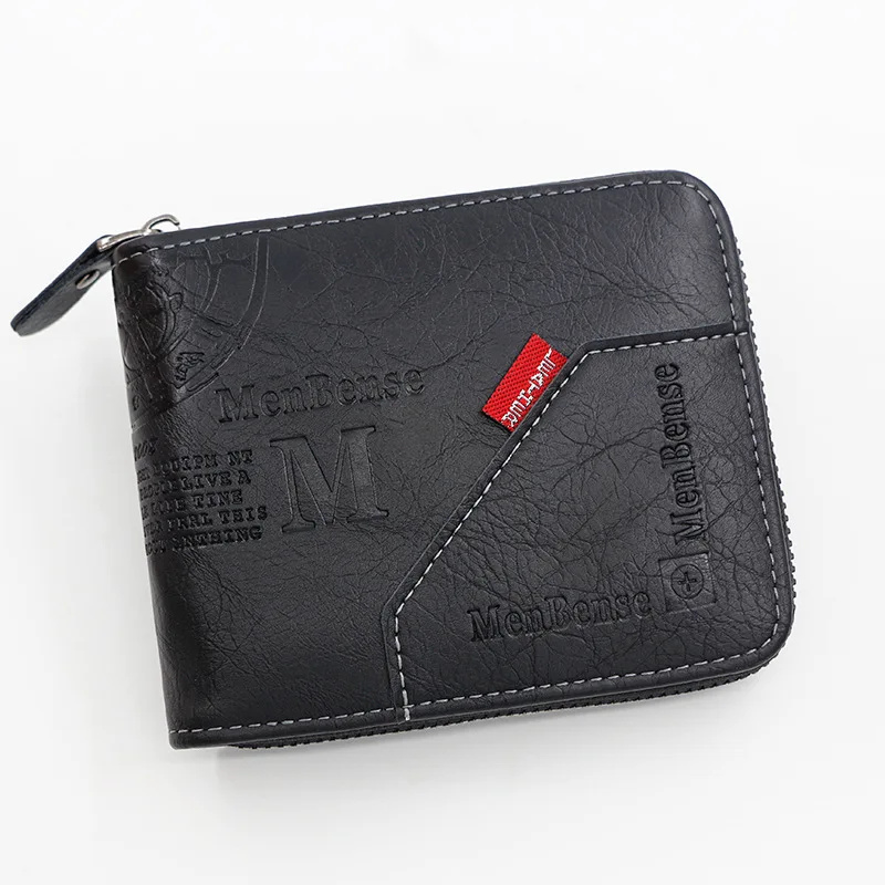 

Genuine Leather Men Wallets Coin Pocket Zipper Real Men's Leather Wallet with Coin High Quality Male Purse Eagle Cartera Short