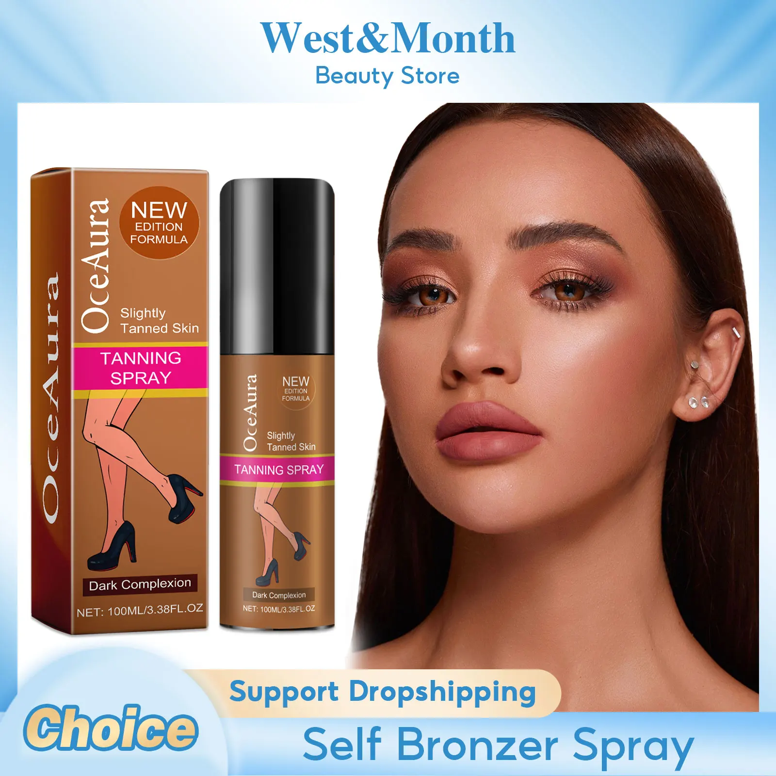 Self Tanning Spray Intensive Bronzing Brown Sunless Sun Kissed Browning Preventing Sunburn Accelerating Blackening Tanning Mist