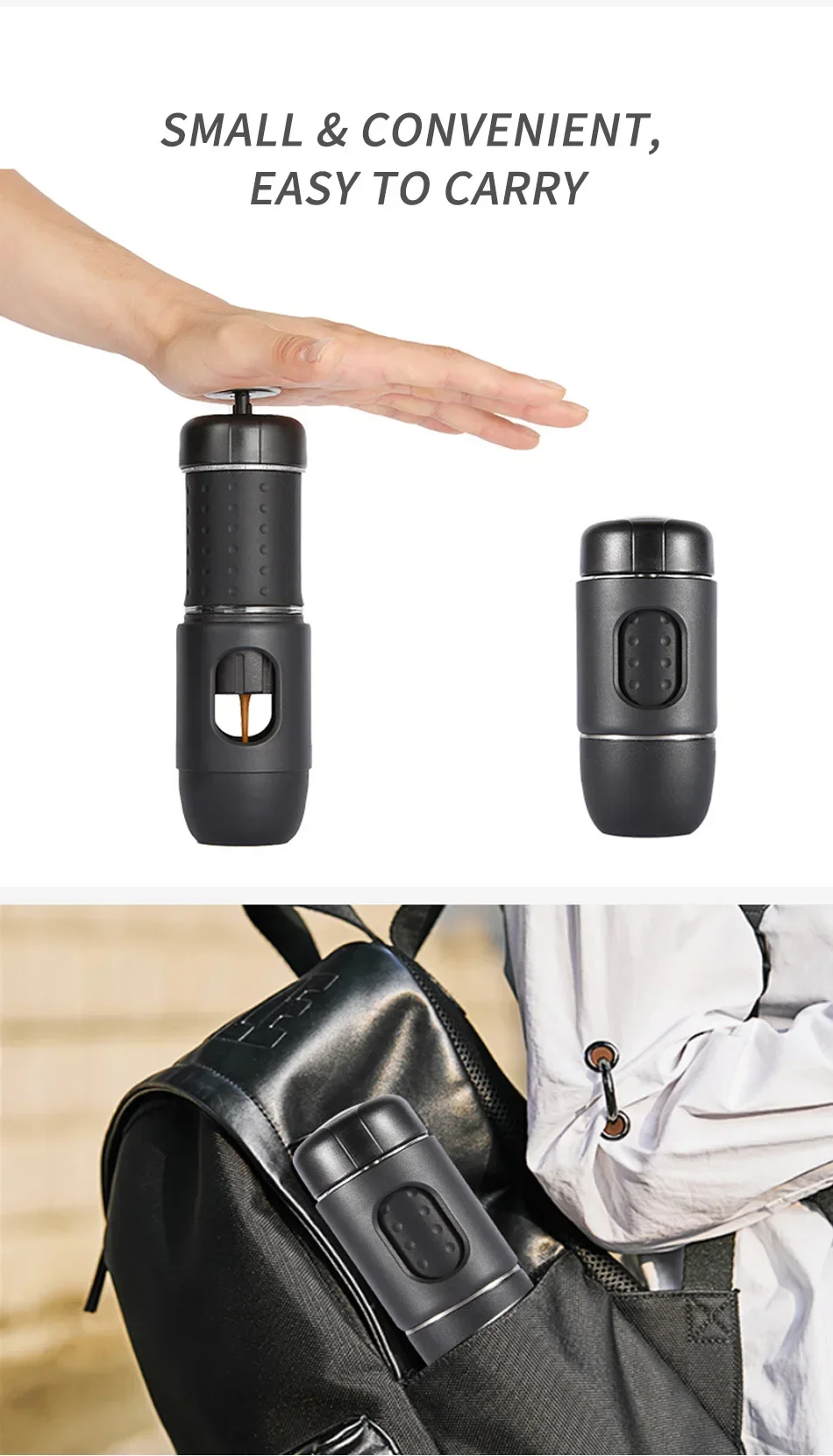 Description Picture 5 of itemSTARESSO SP200 MINI Multifunctional Coffee Machine Manual Coffee Machine Manual Capsule/Coffee Powder Portable Outdoor