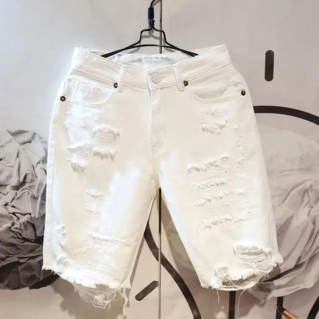 New White Jeans Men All-match Fashion Ripped Hole Slim Stretch Harem Pants Comfortable Male Streetwear Denim Trousers 3