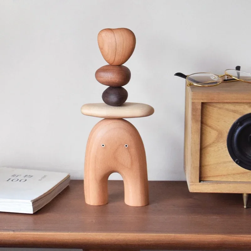 

Balance Fairy Solid Wood Puzzle Decompression Stone Artistic Desktop Decoration Home Ornament High-quality Original Design