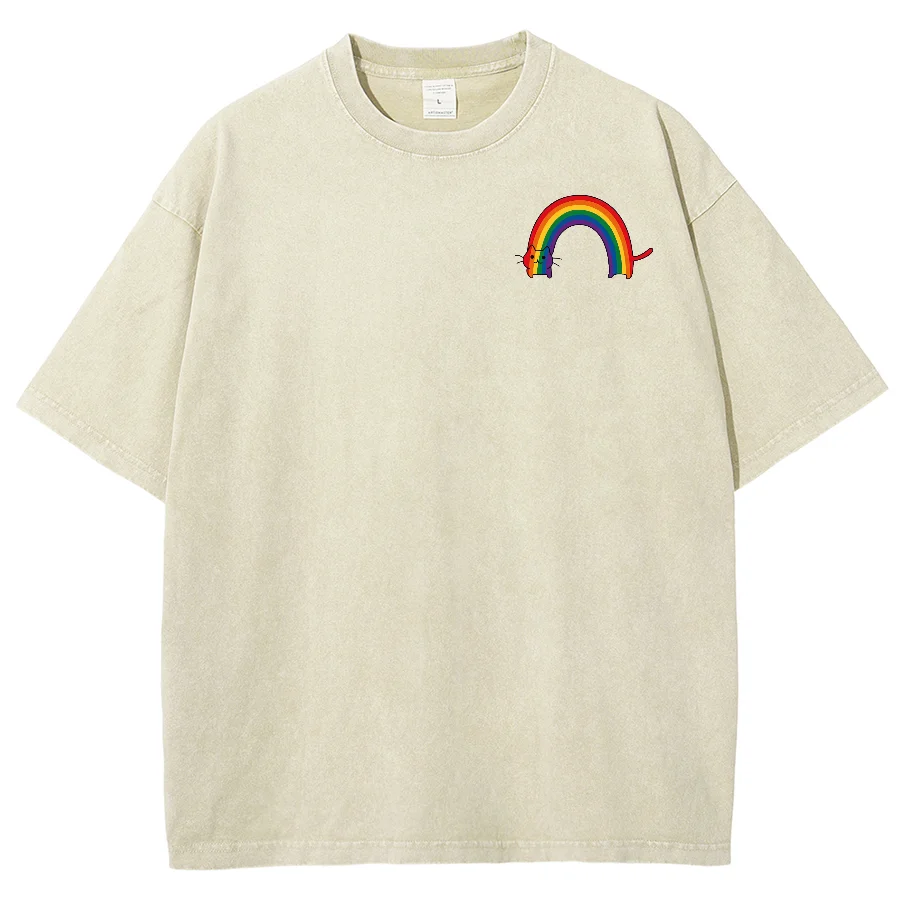 

Double Sided Rainbow Streetwear Harajuku Streetwear 15 Colors T-shirt Summer Fashion Trend Clothing Plus Size Sportswear