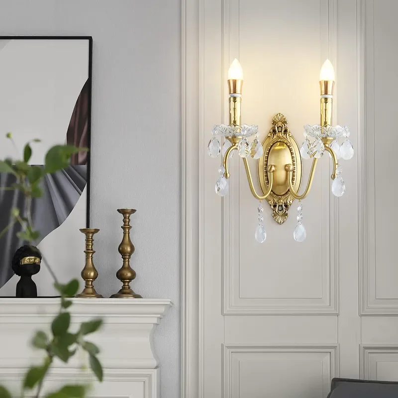 French Brass Crystal Wall Lamp 6