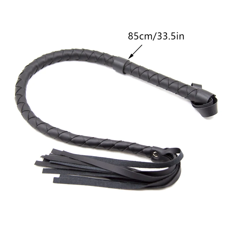 High Quality 1PC 85cm Pu Leather Pimp Whip Racing Riding Crop Party Flogger Hand Cuffs Queen Black Horse Riding Whip