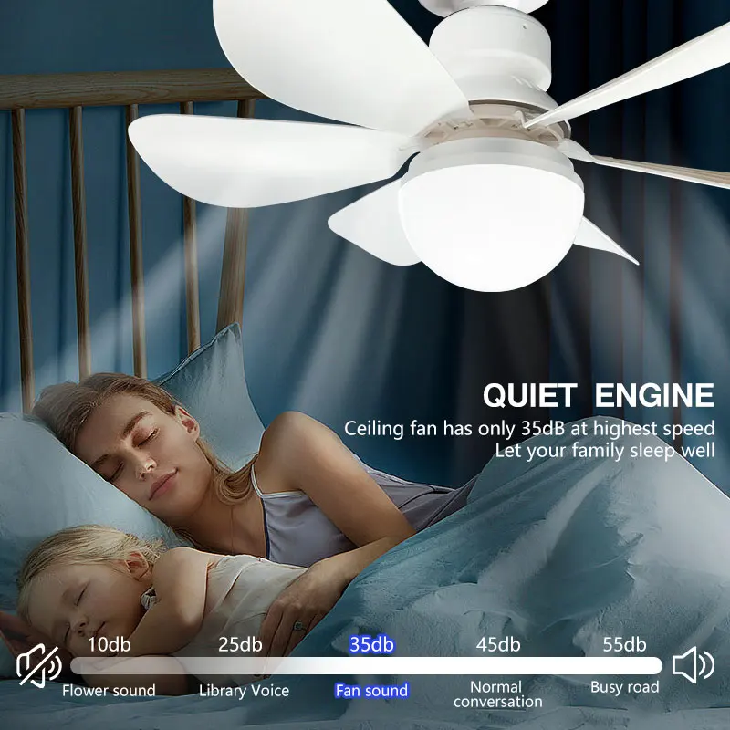 Silent Motor Ceiling Fan Light With Remote Control 30/40W Suitable For Study Room Kitchen Dining Room Tricolor Light