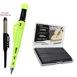 Innovative 55mm Carpenter's Pencil Set with 50 Lead Refills - Precision Woodworking and Drawing Tool (Yellow set)