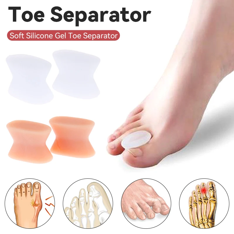 1Pair Soft Silicone Gel Toe Separator For Bunion Corrective Hallux Valgus Thumb Overlapping Repair Bone Orthotic Straightener