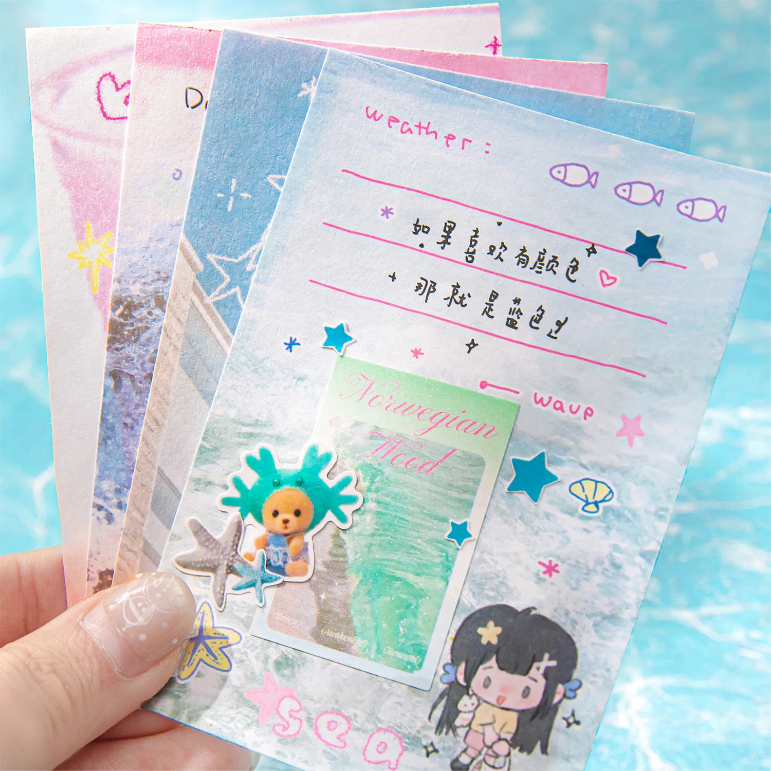 60 Sheets Cute Japanese Y2K Memo Pads Girls Message Paper Journal DIY Base Material Notepad School Stationery 6