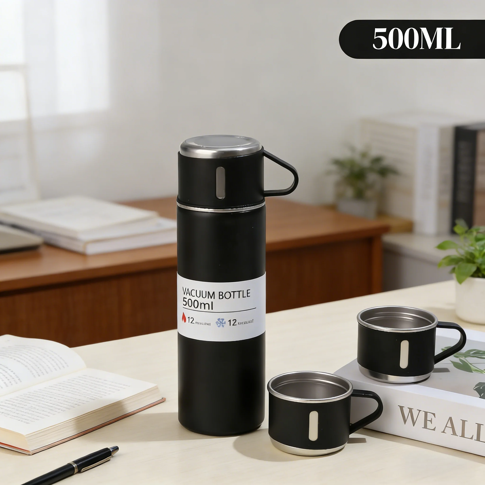 500ml 304 Stainless Steel Vacuum Insulated Water Bottle Portable Tea Coffee Bottle Office Gift Set Travel Leak Proof Thermal Mug