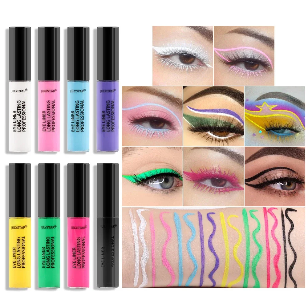 8 Color Eyeliner Liquid Pencil Waterproof Easy To Wear Make Up Matte Eye Liner Blue Pink Green White Black Purple Yellow Eyliner 5