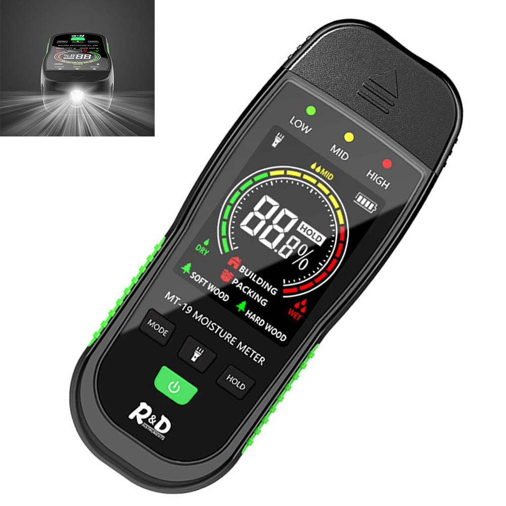 Digital 2 Pins Moisture Meter Backlit LCD Screen Concrete Brick Detector Portable Damp Meter For Walls Firewood Drywall Concrete