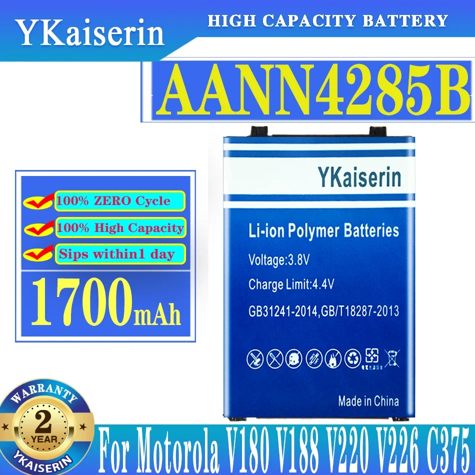 

YKaiserin 1700mAh Mobile Phone Battery AANN4285B for Motorola V180 V188 V220 V226 C375 C381 C550 Batteria + Tracking Number