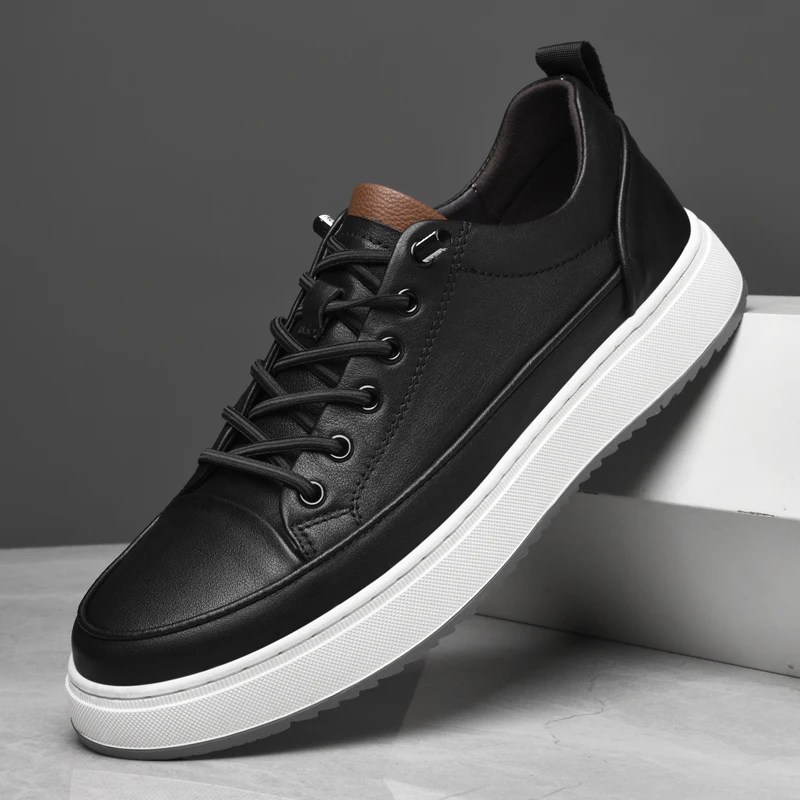 Classic Brand Wear-resistant Sole Men&rsquo;s Genuine Leather Shoes Elegant White Trend Men&rsquo;s Business Casual Shoes Versatile mens shoes